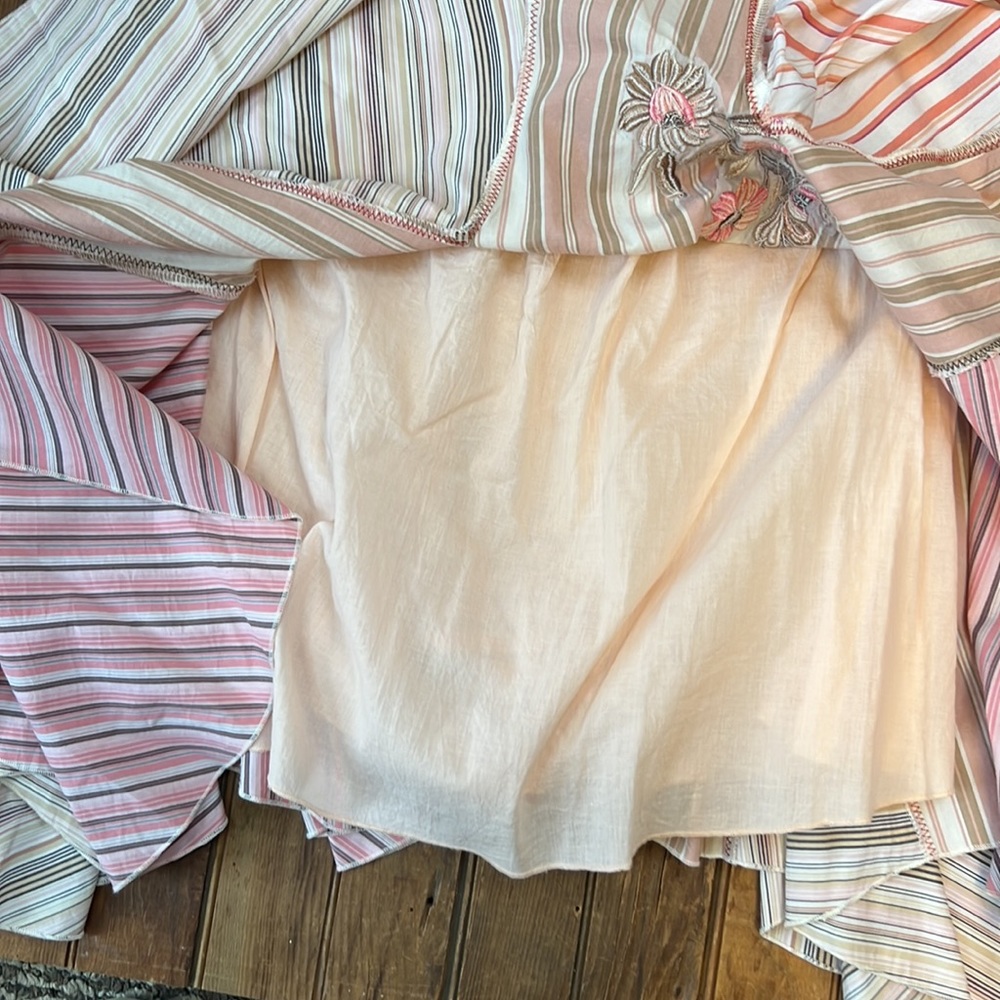 Hazel Anthropologie cotton scarf style embroidered skirt smocking - Picture 7 of 8